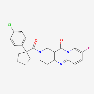 molecular formula C23H21ClFN3O2 B2417556 5-[1-(4-chlorophenyl)cyclopentanecarbonyl]-13-fluoro-1,5,9-triazatricyclo[8.4.0.03,8]tetradeca-3(8),9,11,13-tetraen-2-one CAS No. 2034533-27-0