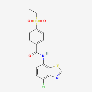 molecular formula C16H13ClN2O3S2 B2417558 N-(4-chloro-1,3-benzothiazol-7-yl)-4-(ethanesulfonyl)benzamide CAS No. 1004393-08-1