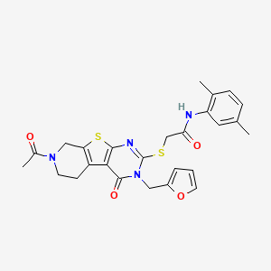 2-((7-acetyl-3-(furan-2-ylmethyl)-4-oxo-3,4,5,6,7,8-hexahydropyrido[4',3':4,5]thieno[2,3-d]pyrimidin-2-yl)thio)-N-(2,5-dimethylphenyl)acetamide