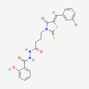 N'-[4-[(5Z)-5-[(3-bromophenyl)methylidene]-4-oxo-2-sulfanylidene-1,3-thiazolidin-3-yl]butanoyl]-2-hydroxybenzohydrazide