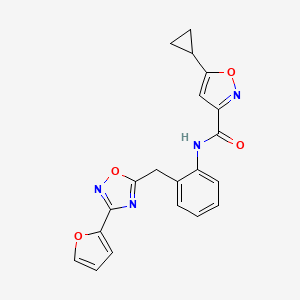 5-cyclopropyl-N-(2-((3-(furan-2-yl)-1,2,4-oxadiazol-5-yl)methyl)phenyl)isoxazole-3-carboxamide