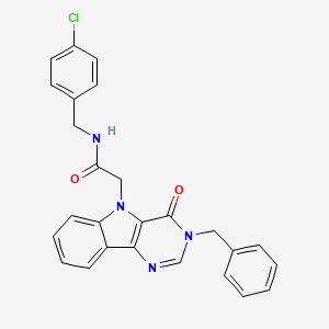 molecular formula C26H21ClN4O2 B2417576 2-(3-benzyl-4-oxo-3H-pyrimido[5,4-b]indol-5(4H)-yl)-N-(4-chlorobenzyl)acetamide CAS No. 2034603-80-8