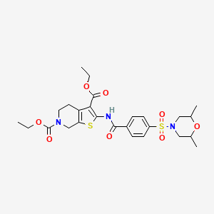 molecular formula C26H33N3O8S2 B2417582 diethyl 2-(4-((2,6-dimethylmorpholino)sulfonyl)benzamido)-4,5-dihydrothieno[2,3-c]pyridine-3,6(7H)-dicarboxylate CAS No. 449781-76-4