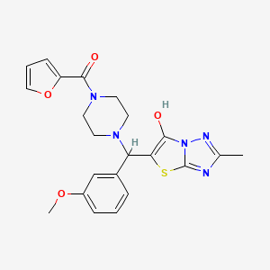 molecular formula C22H23N5O4S B2417633 5-{[4-(furan-2-carbonyl)piperazin-1-yl](3-methoxyphenyl)methyl}-2-methyl-[1,2,4]triazolo[3,2-b][1,3]thiazol-6-ol CAS No. 851969-72-7