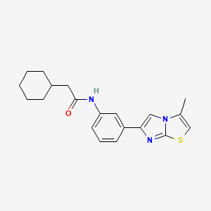 molecular formula C20H23N3OS B2417638 2-cyclohexyl-N-(3-(3-methylimidazo[2,1-b]thiazol-6-yl)phenyl)acetamide CAS No. 893981-11-8