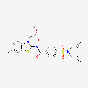 molecular formula C24H25N3O5S2 B2417640 (Z)-methyl 2-(2-((4-(N,N-diallylsulfamoyl)benzoyl)imino)-6-methylbenzo[d]thiazol-3(2H)-yl)acetate CAS No. 897616-98-7