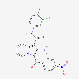 molecular formula C23H17ClN4O4 B2417642 2-amino-N-(3-chloro-4-methylphenyl)-3-(4-nitrobenzoyl)indolizine-1-carboxamide CAS No. 903281-88-9