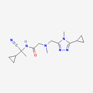 molecular formula C16H24N6O B2417647 N-(1-cyano-1-cyclopropylethyl)-2-{[(5-cyclopropyl-4-methyl-4H-1,2,4-triazol-3-yl)methyl](methyl)amino}acetamide CAS No. 1376303-00-2