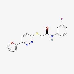 molecular formula C16H12FN3O2S B2417653 N-(3-fluorophenyl)-2-{[6-(furan-2-yl)pyridazin-3-yl]sulfanyl}acetamide CAS No. 872704-39-7