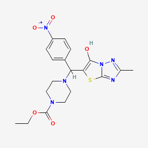 Ethyl 4-((6-hydroxy-2-methylthiazolo[3,2-b][1,2,4]triazol-5-yl)(4-nitrophenyl)methyl)piperazine-1-carboxylate