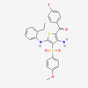 molecular formula C26H23FN2O4S2 B2417683 N2-(2-ethylphenyl)-5-(4-fluorobenzoyl)-3-(4-methoxybenzenesulfonyl)thiophene-2,4-diamine CAS No. 1115373-46-0