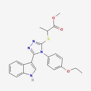 molecular formula C22H22N4O3S B2417758 methyl 2-((4-(4-ethoxyphenyl)-5-(1H-indol-3-yl)-4H-1,2,4-triazol-3-yl)thio)propanoate CAS No. 946308-90-3