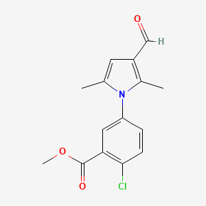 molecular formula C15H14ClNO3 B2417780 Methyl 2-chloro-5-(3-formyl-2,5-dimethylpyrrol-1-yl)benzoate CAS No. 1236915-79-9