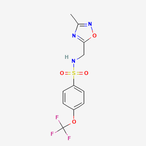 molecular formula C11H10F3N3O4S B2417787 N-((3-methyl-1,2,4-oxadiazol-5-yl)methyl)-4-(trifluoromethoxy)benzenesulfonamide CAS No. 1226429-33-9