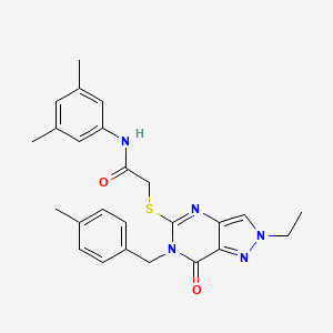 molecular formula C25H27N5O2S B2417794 N-(3,5-dimethylphenyl)-2-((2-ethyl-6-(4-methylbenzyl)-7-oxo-6,7-dihydro-2H-pyrazolo[4,3-d]pyrimidin-5-yl)thio)acetamide CAS No. 894921-00-7