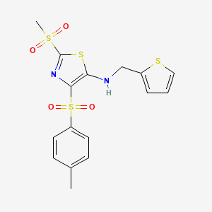 2-(methylsulfonyl)-N-(thiophen-2-ylmethyl)-4-tosylthiazol-5-amine