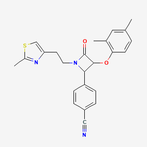 4-[3-(2,4-Dimethylphenoxy)-1-[2-(2-methyl-1,3-thiazol-4-yl)ethyl]-4-oxoazetidin-2-yl]benzonitrile