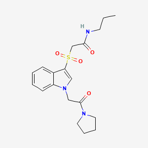 2-((1-(2-oxo-2-(pyrrolidin-1-yl)ethyl)-1H-indol-3-yl)sulfonyl)-N-propylacetamide