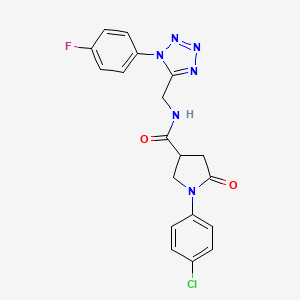 1-(4-chlorophenyl)-N-((1-(4-fluorophenyl)-1H-tetrazol-5-yl)methyl)-5-oxopyrrolidine-3-carboxamide