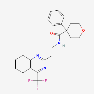 molecular formula C23H26F3N3O2 B2417964 4-Phenyl-N-[2-[4-(trifluoromethyl)-5,6,7,8-tetrahydroquinazolin-2-yl]ethyl]oxane-4-carboxamide CAS No. 1396812-47-7