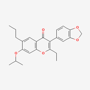 3-(benzo[d][1,3]dioxol-5-yl)-2-ethyl-7-isopropoxy-6-propyl-4H-chromen-4-one