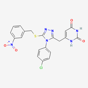 molecular formula C20H15ClN6O4S B2417998 6-[[4-(4-chlorophenyl)-5-[(3-nitrophenyl)methylsulfanyl]-1,2,4-triazol-3-yl]methyl]-1H-pyrimidine-2,4-dione CAS No. 852155-06-7