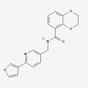 molecular formula C19H16N2O4 B2417999 N-((6-(furan-3-yl)pyridin-3-yl)methyl)-2,3-dihydrobenzo[b][1,4]dioxine-5-carboxamide CAS No. 2034561-47-0