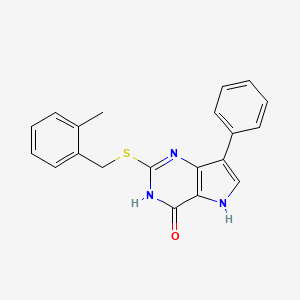 molecular formula C20H17N3OS B2418010 2-((2-methylbenzyl)thio)-7-phenyl-3H-pyrrolo[3,2-d]pyrimidin-4(5H)-one CAS No. 1031625-21-4