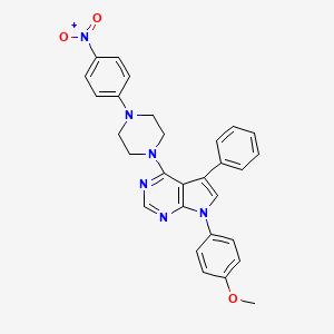 molecular formula C29H26N6O3 B2418011 7-(4-甲氧基苯基)-4-(4-(4-硝基苯基)哌嗪-1-基)-5-苯基-7H-吡咯并[2,3-d]嘧啶 CAS No. 477236-84-3