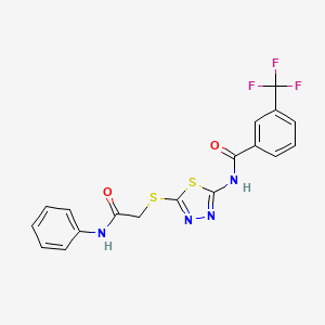 molecular formula C18H13F3N4O2S2 B2418016 N-(5-{[(phenylcarbamoyl)methyl]sulfanyl}-1,3,4-thiadiazol-2-yl)-3-(trifluoromethyl)benzamide CAS No. 392290-97-0