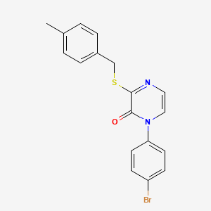 molecular formula C18H15BrN2OS B2418020 1-(4-bromophenyl)-3-((4-methylbenzyl)thio)pyrazin-2(1H)-one CAS No. 946218-42-4