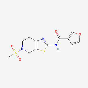 molecular formula C12H13N3O4S2 B2418032 N-(5-(methylsulfonyl)-4,5,6,7-tetrahydrothiazolo[5,4-c]pyridin-2-yl)furan-3-carboxamide CAS No. 1428379-64-9