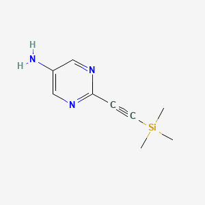 molecular formula C9H13N3Si B2418033 2-(2-三甲基硅基乙炔基)嘧啶-5-胺 CAS No. 2243974-50-5