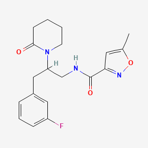 molecular formula C19H22FN3O3 B2418034 N-(3-(3-fluorophenyl)-2-(2-oxopiperidin-1-yl)propyl)-5-methylisoxazole-3-carboxamide CAS No. 1421509-73-0