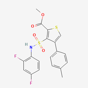molecular formula C19H15F2NO4S2 B2418056 Methyl 3-[(2,4-difluorophenyl)sulfamoyl]-4-(4-methylphenyl)thiophene-2-carboxylate CAS No. 946268-70-8