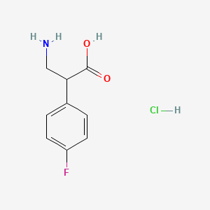 molecular formula C9H11ClFNO2 B2418063 3-Amino-2-(4-fluorophenyl)propanoic acid hydrochloride CAS No. 1455095-34-7