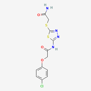 molecular formula C12H11ClN4O3S2 B2418068 N-[5-(2-amino-2-oxoethyl)sulfanyl-1,3,4-thiadiazol-2-yl]-2-(4-chlorophenoxy)acetamide CAS No. 868976-82-3