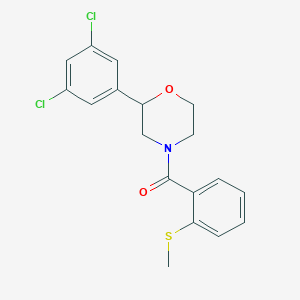 molecular formula C18H17Cl2NO2S B2418069 (2-(3,5-Dichlorophenyl)morpholino)(2-(methylthio)phenyl)methanone CAS No. 1421489-18-0