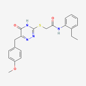 molecular formula C21H22N4O3S B2418072 N-(2-ethylphenyl)-2-((6-(4-methoxybenzyl)-5-oxo-4,5-dihydro-1,2,4-triazin-3-yl)thio)acetamide CAS No. 898624-14-1