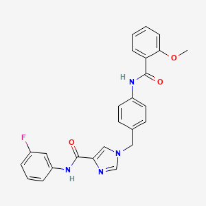 molecular formula C25H21FN4O3 B2418073 N-(3-fluorophenyl)-1-(4-(2-methoxybenzamido)benzyl)-1H-imidazole-4-carboxamide CAS No. 1251613-11-2