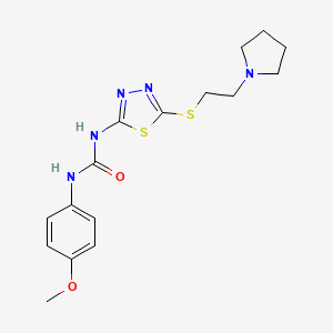 molecular formula C16H21N5O2S2 B2418085 1-(4-Methoxyphenyl)-3-(5-((2-(pyrrolidin-1-yl)ethyl)thio)-1,3,4-thiadiazol-2-yl)urea CAS No. 1003806-20-9