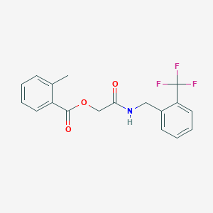 molecular formula C18H16F3NO3 B2418088 2-氧代-2-((2-(三氟甲基)苄基)氨基)乙基-2-甲基苯甲酸酯 CAS No. 1241996-81-5