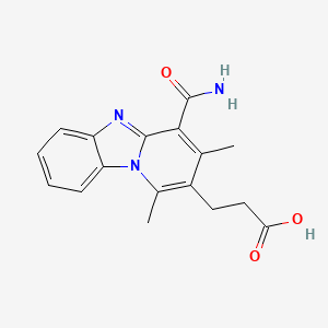 molecular formula C17H17N3O3 B2418091 3-(4-Carbamoyl-1,3-dimethylpyrido[1,2-a]benzimidazol-2-yl)propanoic acid CAS No. 885952-41-0