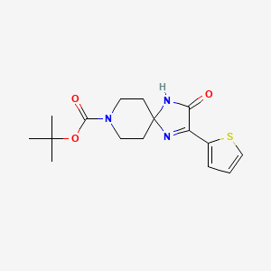 molecular formula C16H21N3O3S B2418093 Tert-butyl 3-oxo-2-(thiophen-2-yl)-1,4,8-triazaspiro[4.5]dec-1-ene-8-carboxylate CAS No. 931744-35-3