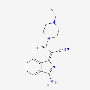molecular formula C17H19N5O B2418098 2-(3-氨基-1H-异吲哚-1-亚烯基)-3-(4-乙基哌嗪-1-基)-3-氧代丙腈 CAS No. 790272-14-9