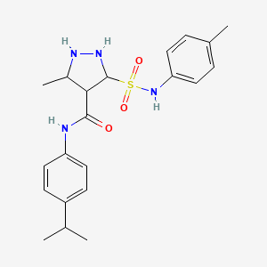 molecular formula C21H24N4O3S B2418099 3-甲基-5-[(4-甲基苯基)磺酰基]-N-[4-(异丙基)苯基]-1H-吡唑-4-甲酰胺 CAS No. 1322789-37-6