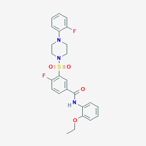molecular formula C25H25F2N3O4S B2418100 N-(2-ethoxyphenyl)-4-fluoro-3-((4-(2-fluorophenyl)piperazin-1-yl)sulfonyl)benzamide CAS No. 451477-44-4