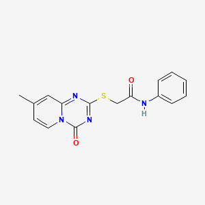 molecular formula C16H14N4O2S B2418103 2-(8-methyl-4-oxopyrido[1,2-a][1,3,5]triazin-2-yl)sulfanyl-N-phenylacetamide CAS No. 896328-57-7
