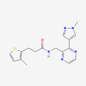 molecular formula C17H19N5OS B2418105 N-((3-(1-methyl-1H-pyrazol-4-yl)pyrazin-2-yl)methyl)-3-(3-methylthiophen-2-yl)propanamide CAS No. 2034465-36-4