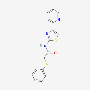 molecular formula C16H13N3OS2 B2418109 2-(phenylthio)-N-(4-(pyridin-2-yl)thiazol-2-yl)acetamide CAS No. 794582-71-1